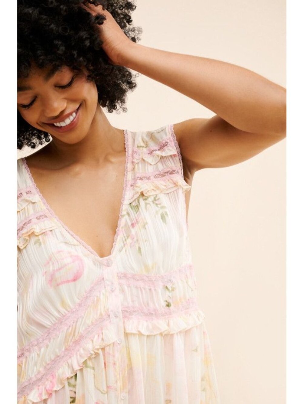 Free People Spring Fling Mini Dress in Tea Combo Medium New Womens Lace Boho - Picture 14 of 16